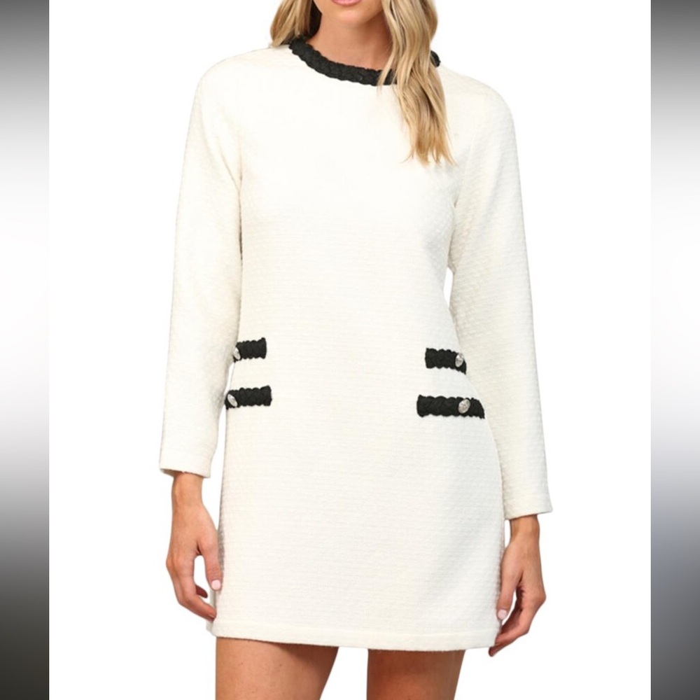 NEW‎ Fate Wool blend mini dress black & White Womens Large